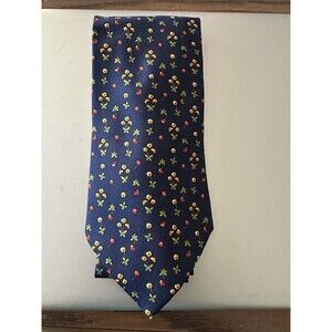Salvatore Ferragamo Blue Floral 100% Silk Mens Tie 3.75 Inch Width